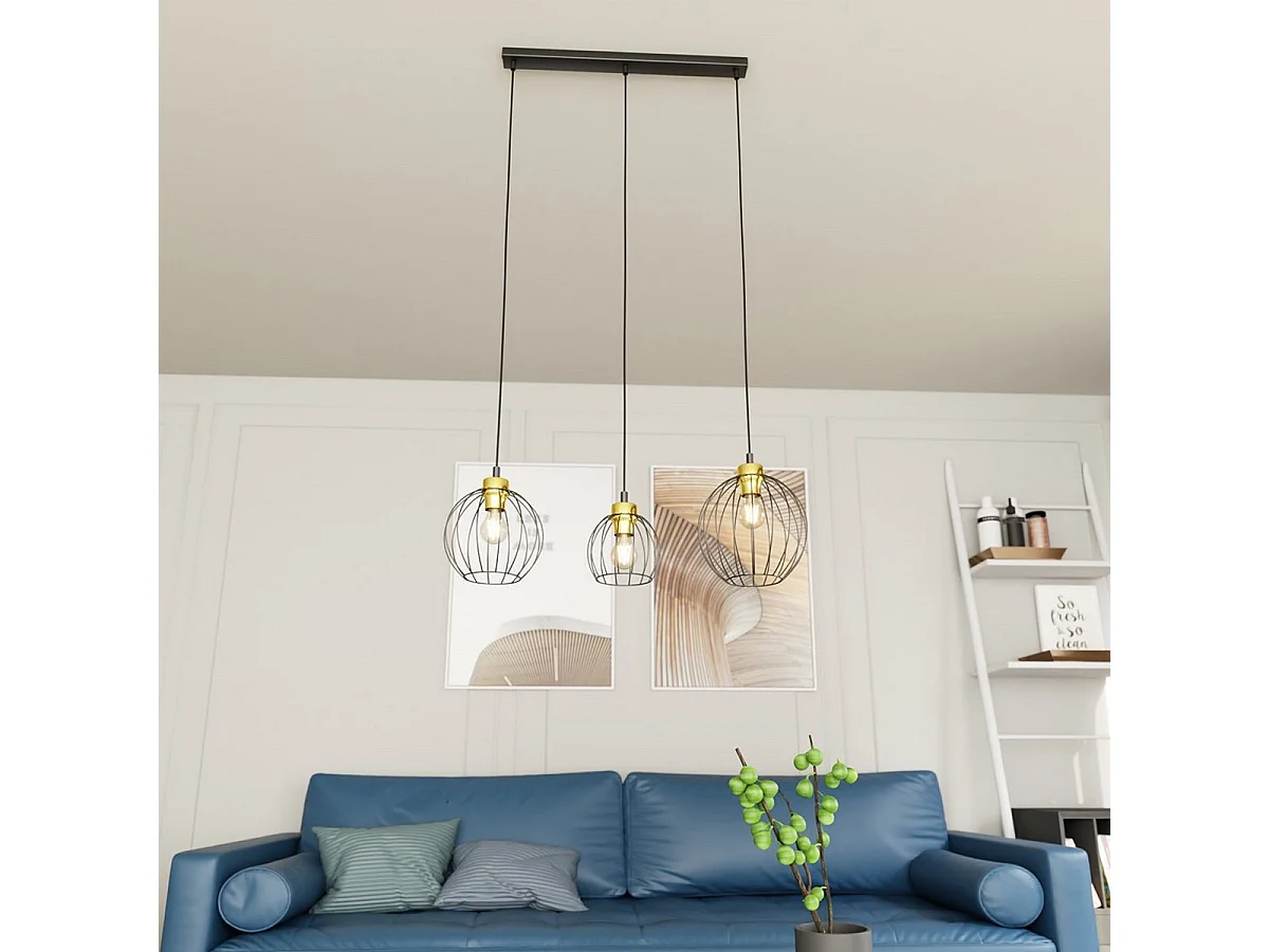 Lampa Wisząca Nando 6, Czarny, 77x24x140 cm, Seven Design