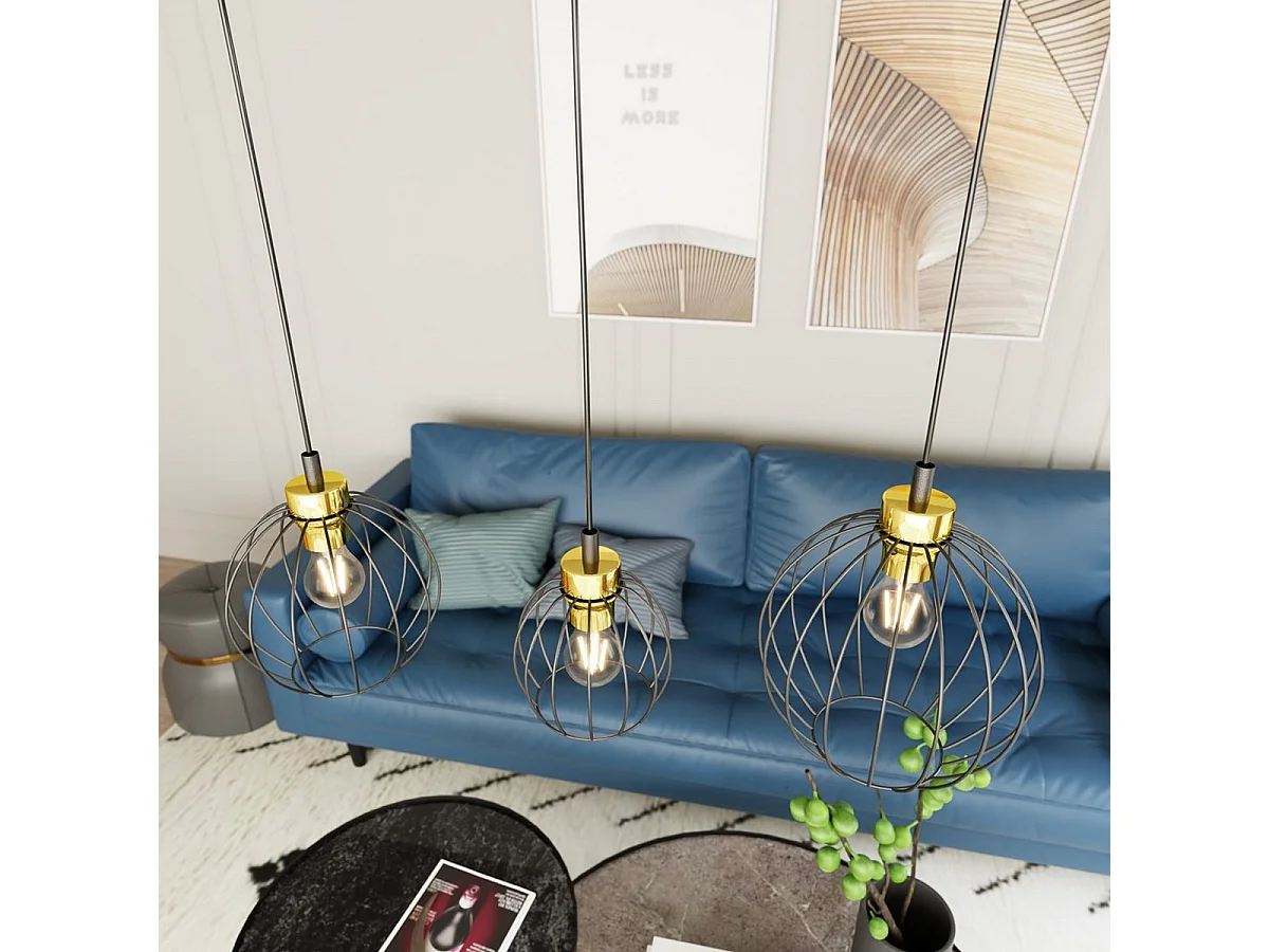 Lampa Wisząca Nando 6, Czarny, 77x24x140 cm, Seven Design