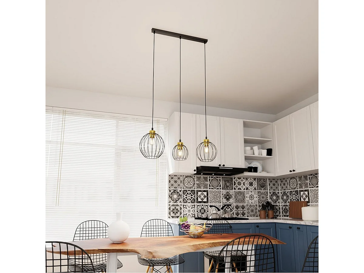 Lampa Wisząca Nando 6, Czarny, 77x24x140 cm, Seven Design