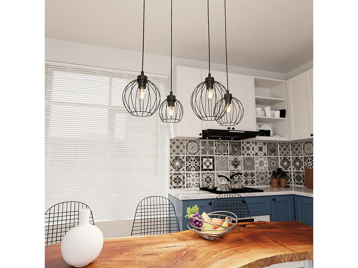 Candeeiro Suspenso Nando, Preto, 83x24x140 cm, Seven Design