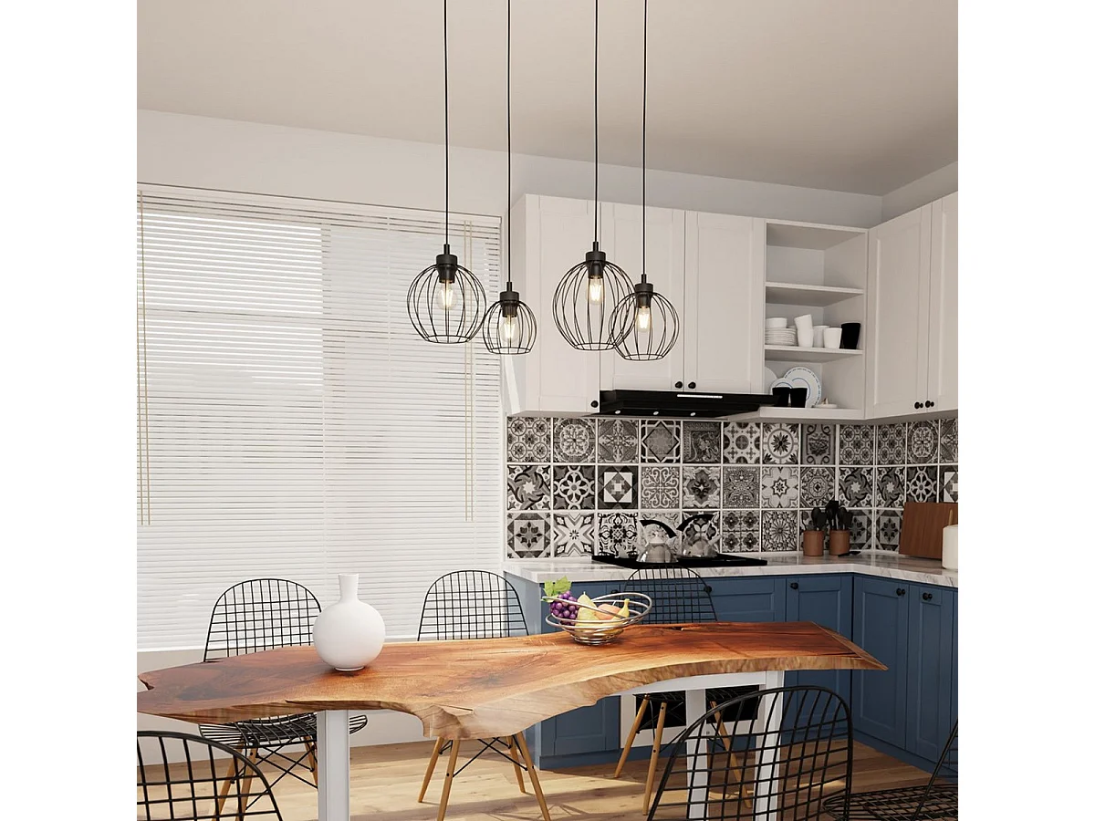 Candeeiro Suspenso Nando, Preto, 83x24x140 cm, Seven Design