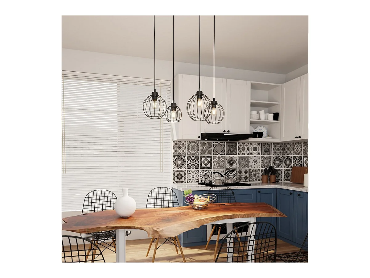 Candeeiro Suspenso Nando, Preto, 83x24x140 cm, EPIKASA