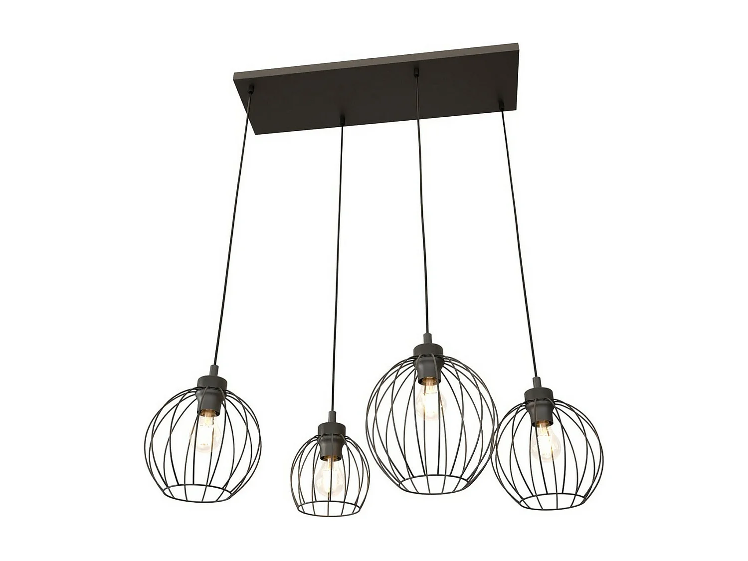 Candeeiro Suspenso Nando 3, Preto, 83x24x140 cm, Seven Design