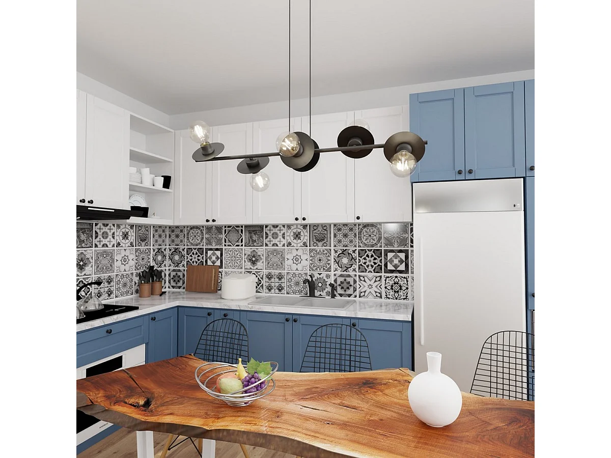 Lampada a Sospensione Token, Nero, 100x14x120 cm, Seven Design