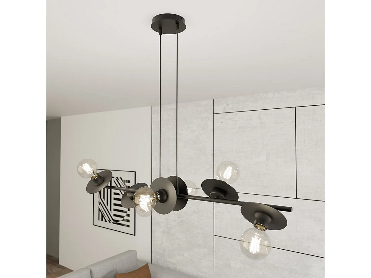 Lampada a Sospensione Token, Nero, 100x14x120 cm, Seven Design