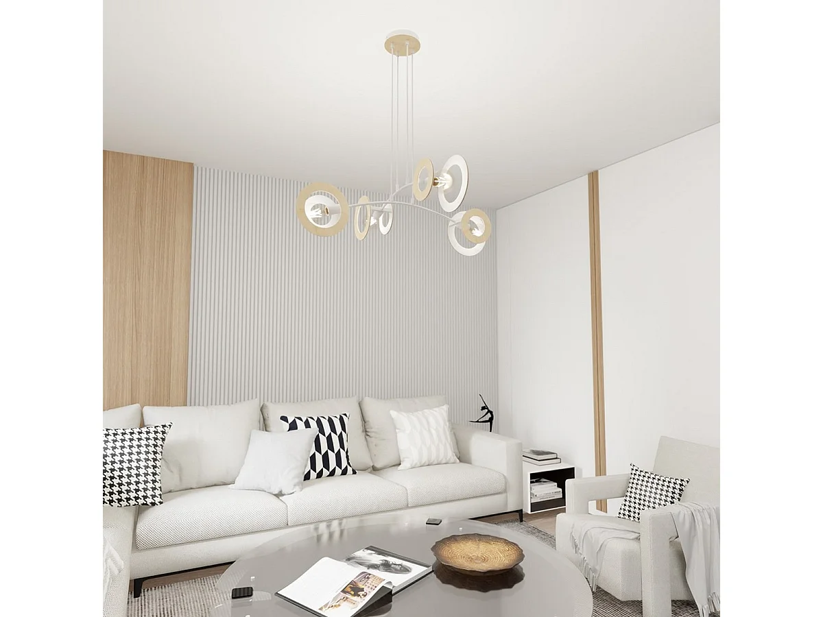 Lampada a Sospensione Skiva, Bianco, 89x89x120 cm, Seven Design