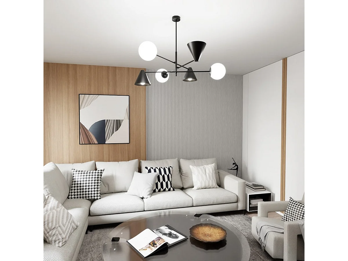 Lampada a Sospensione Hermes, Nero, 86x60x86 cm, Seven Design