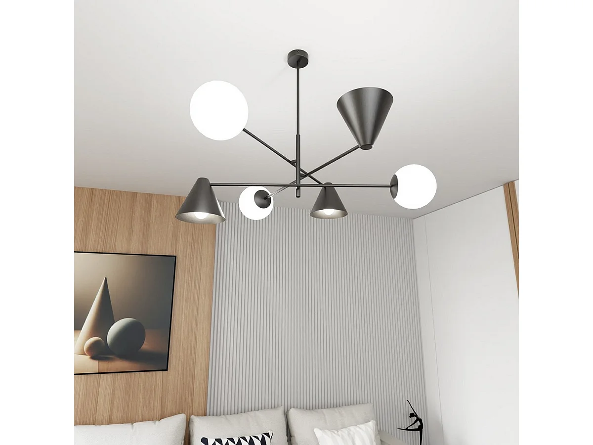 Lampada a Sospensione Hermes, Nero, 86x60x86 cm, Seven Design