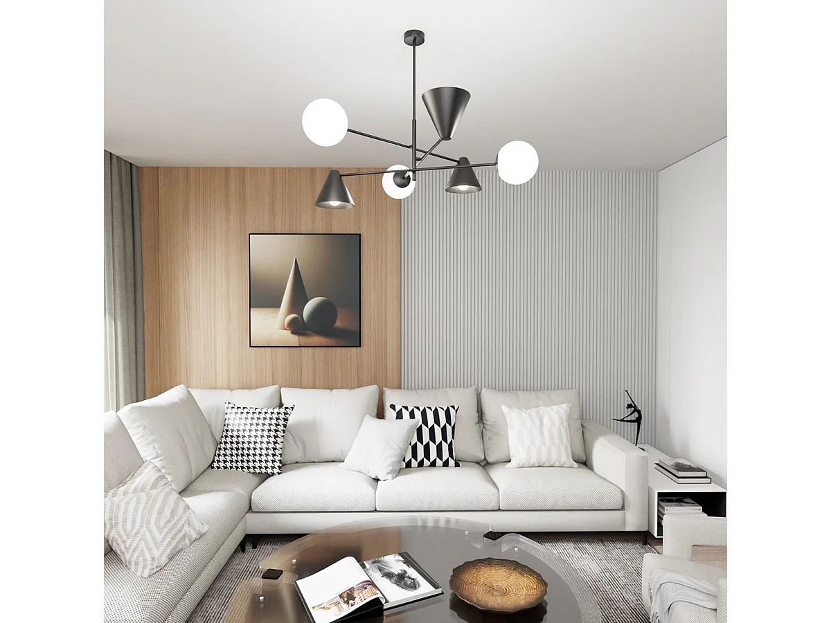 Lampada a Sospensione Hermes, Nero, 86x60x86 cm, Seven Design