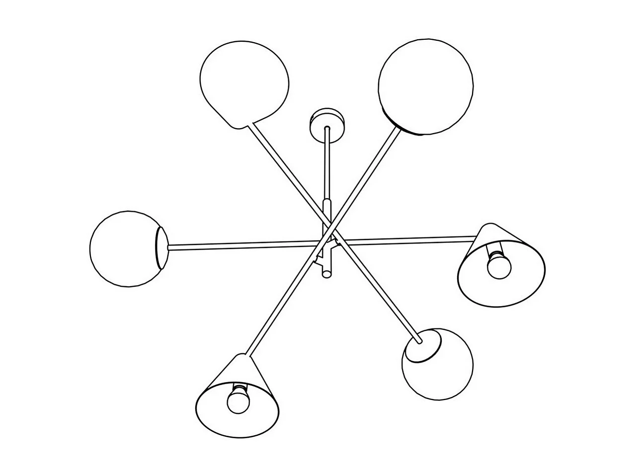 Lampada a Sospensione Hermes, Nero, 86x60x86 cm, Seven Design