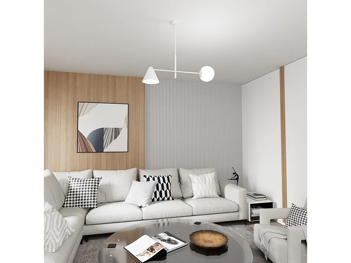 Lampada a Sospensione Hermes, Bianco, 70x60x16 cm, Seven Design