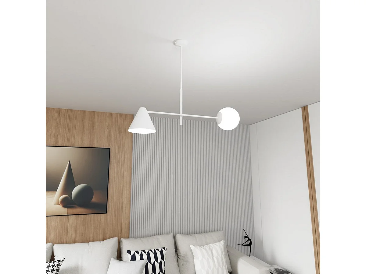 Lampada a Sospensione Hermes, Bianco, 70x60x16 cm, Seven Design