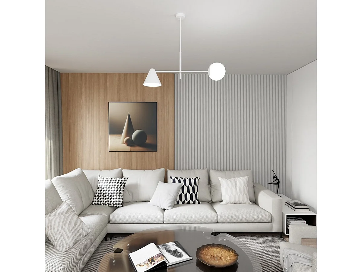 Lampada a Sospensione Hermes, Bianco, 70x60x16 cm, Seven Design