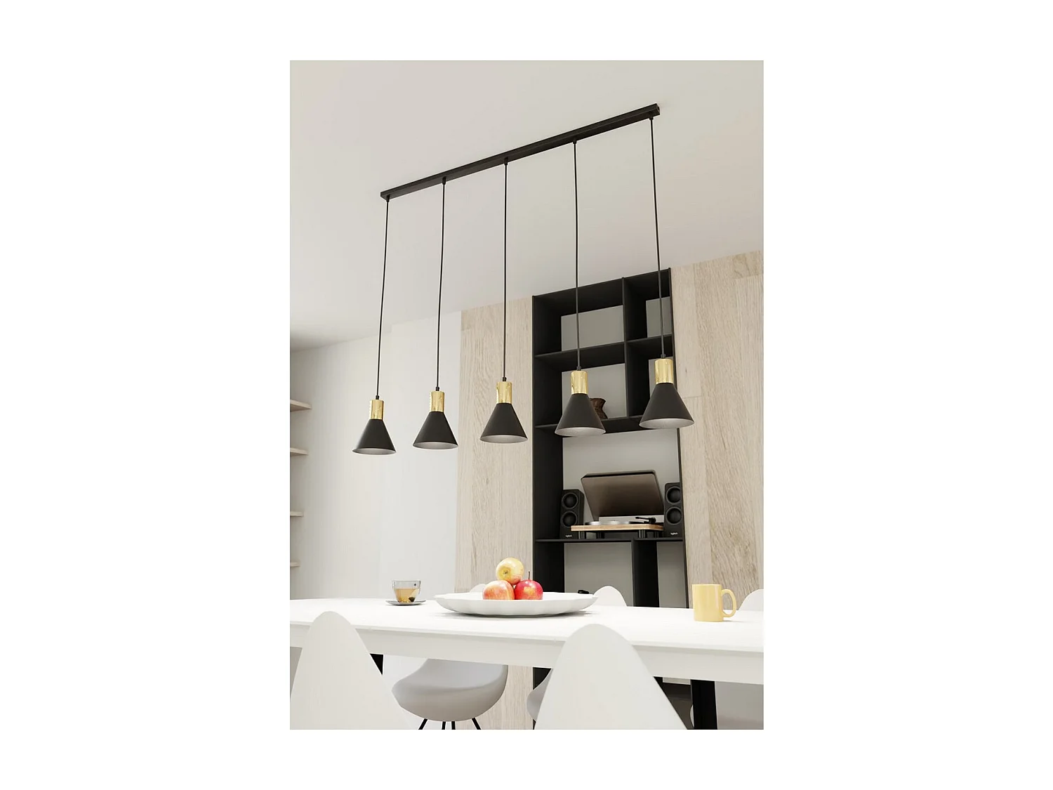 Lampada a Sospensione Rosa, Nero, 116x16x140 cm, Seven Design