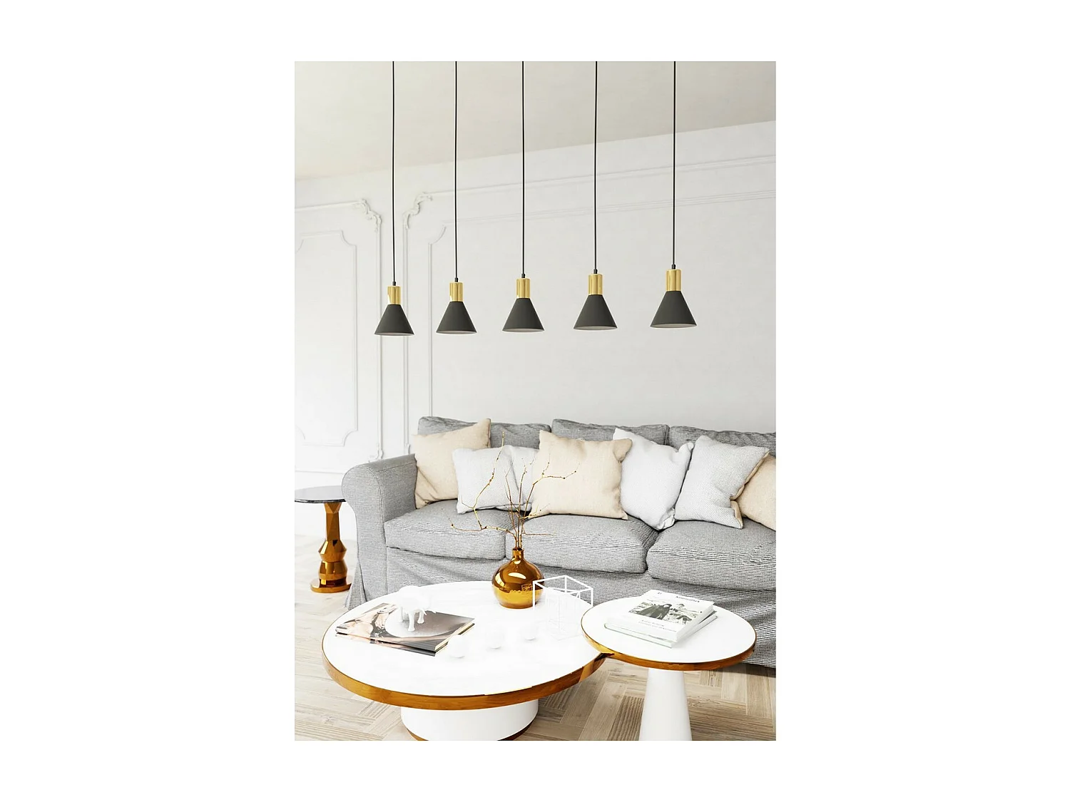 Lampada a Sospensione Rosa, Nero, 116x16x140 cm, Seven Design