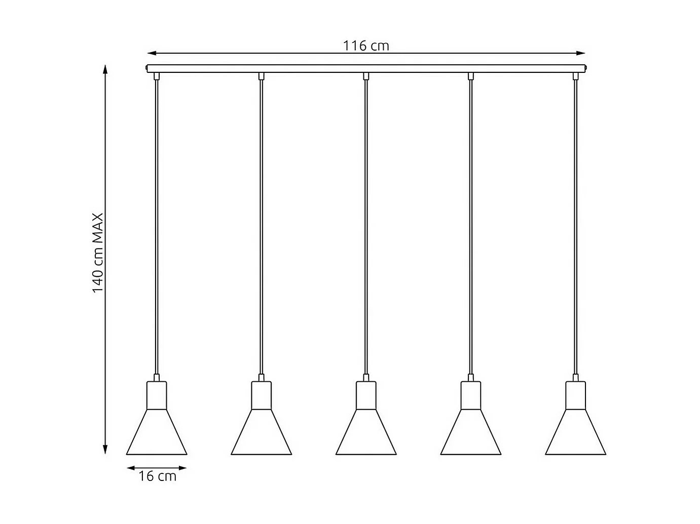 Lampada a Sospensione Rosa, Nero, 116x16x140 cm, Seven Design