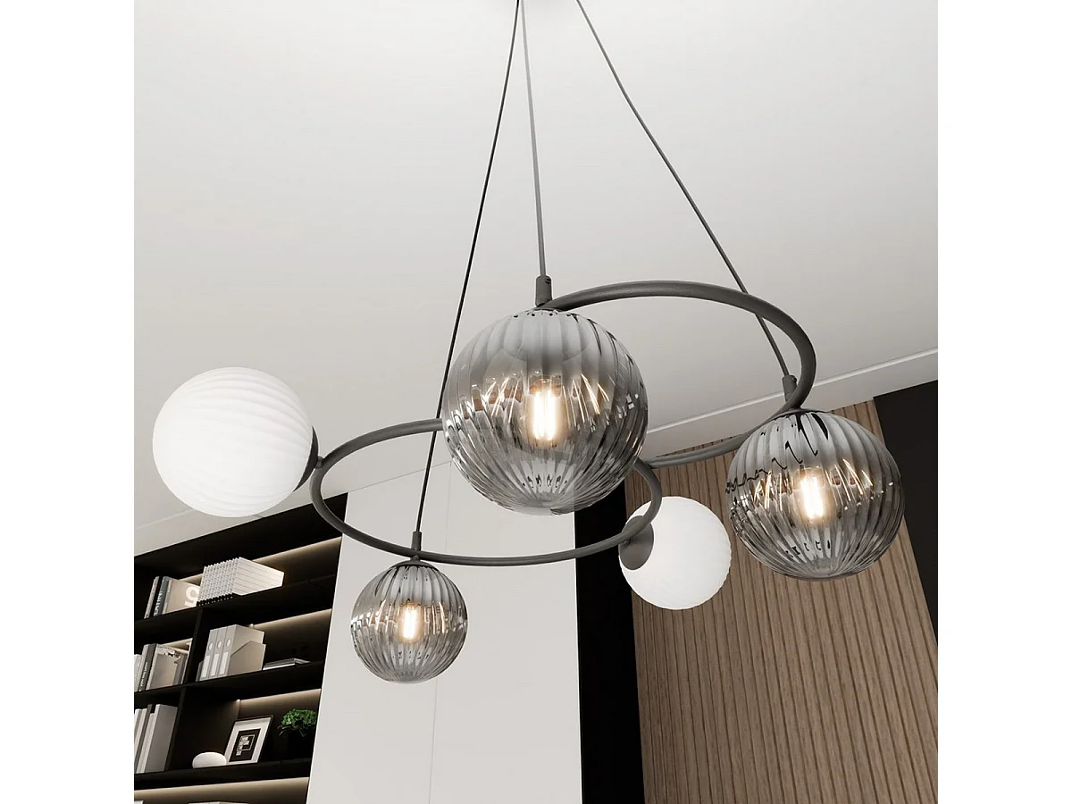 Hanglamp Libra 4, Zwart, 70x70x140 cm, Seven Design