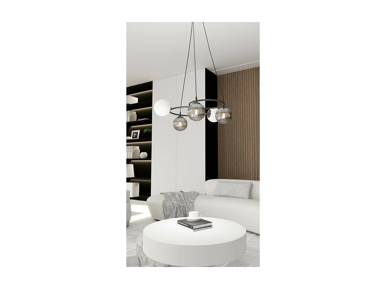 Hanglamp Libra 4, Zwart, 70x70x140 cm, Seven Design