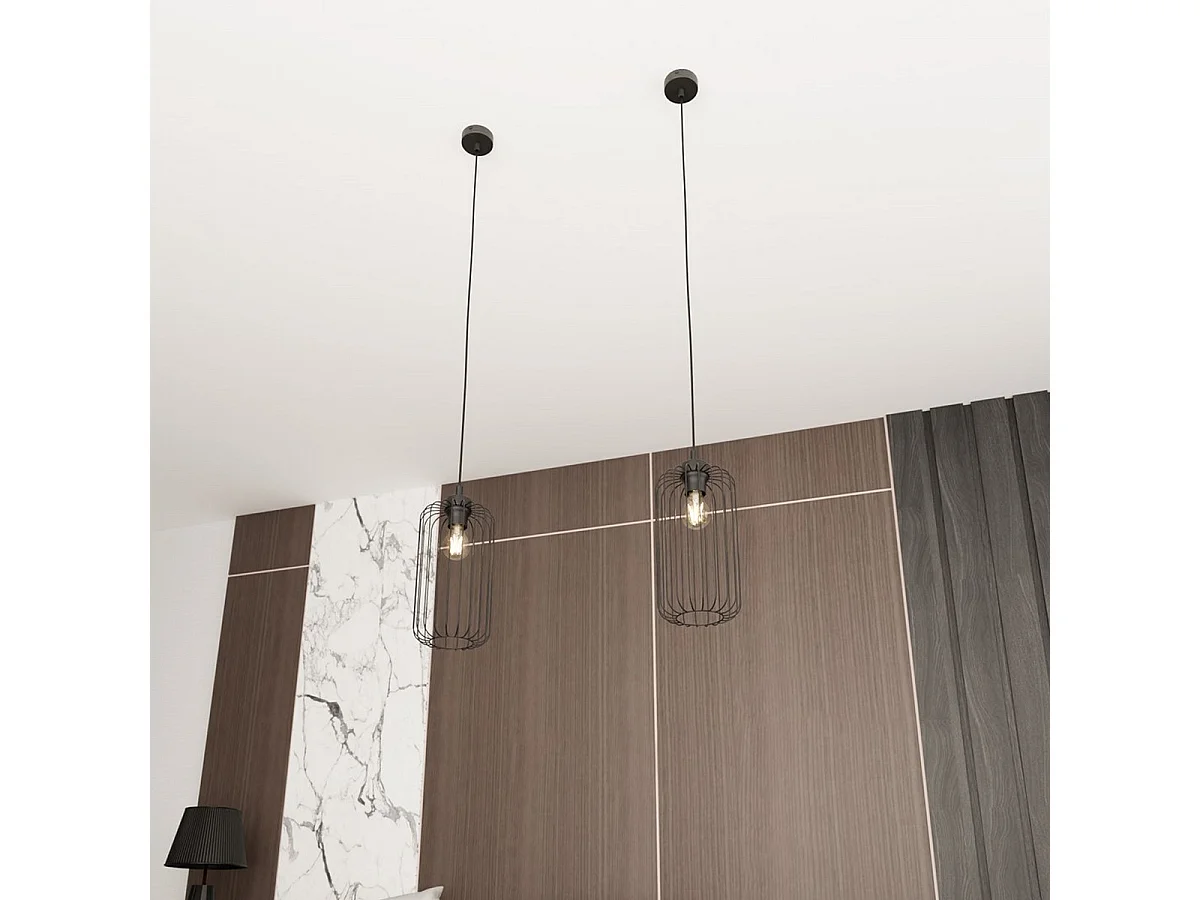 Hanglamp Vander, Zwart, 16x16x140 cm, Seven Design