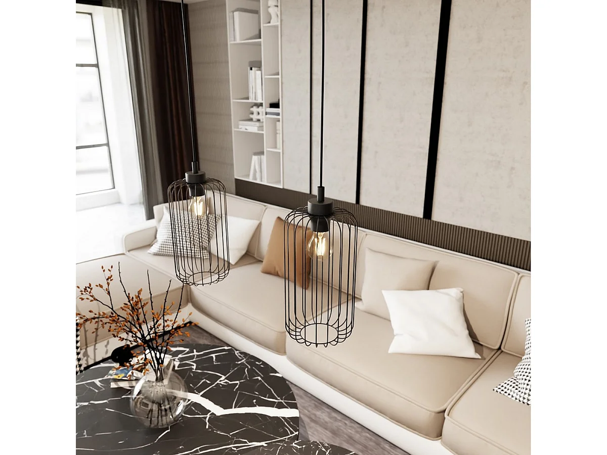 Hanglamp Vander, Zwart, 16x16x140 cm, Seven Design