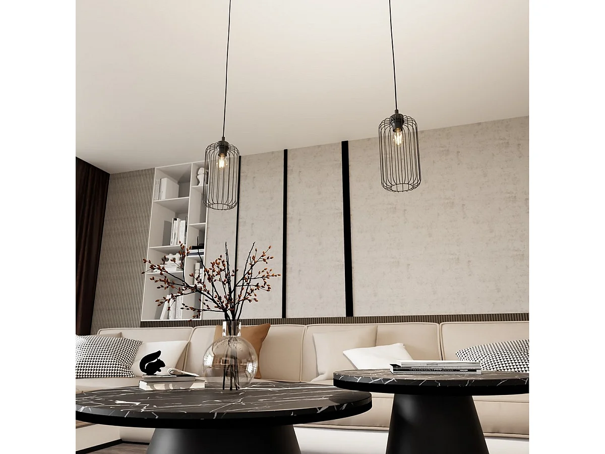 Hanglamp Vander, Zwart, 16x16x140 cm, Seven Design