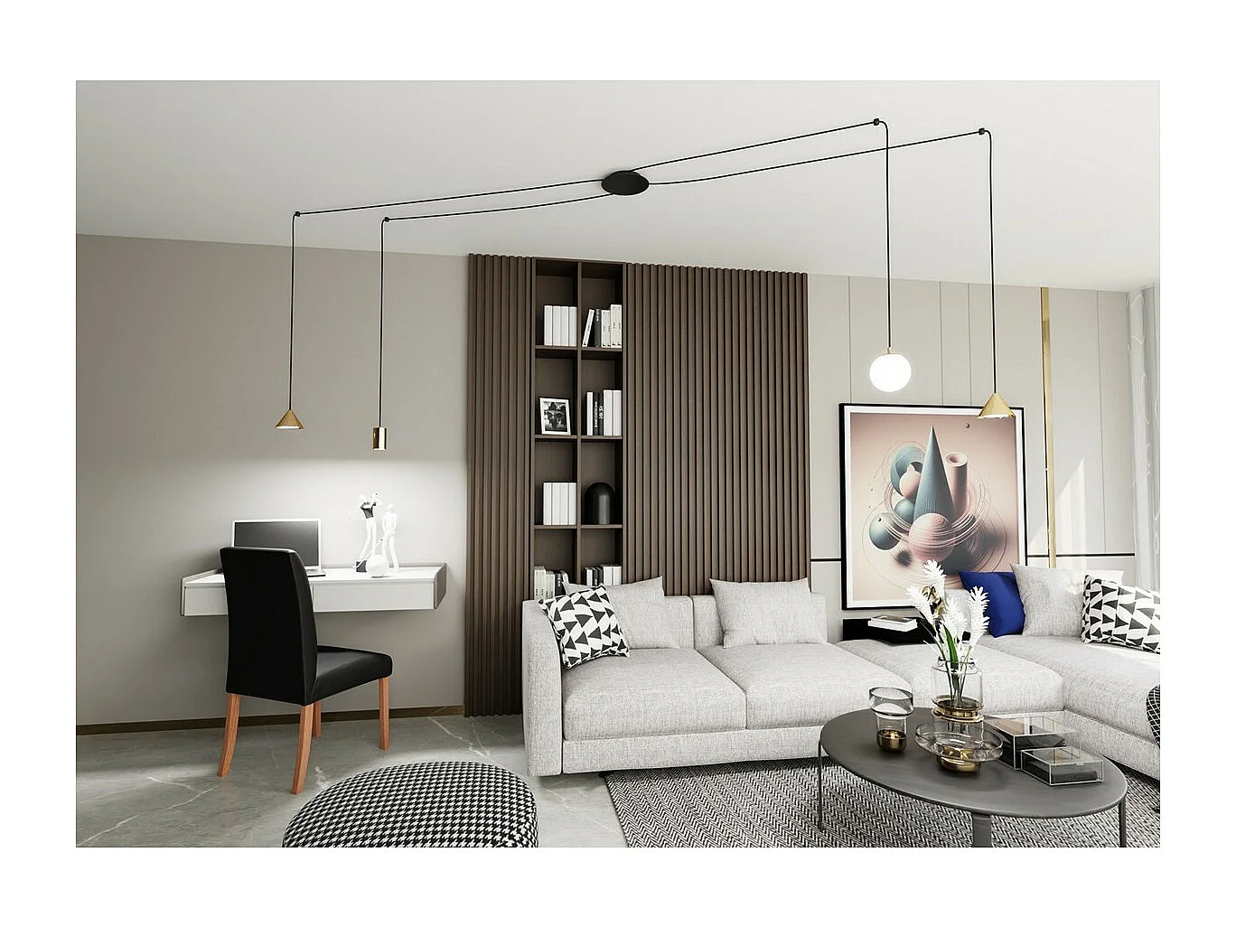 Lampada a Sospensione Fuji, Oro, 200x200x200 cm, Seven Design