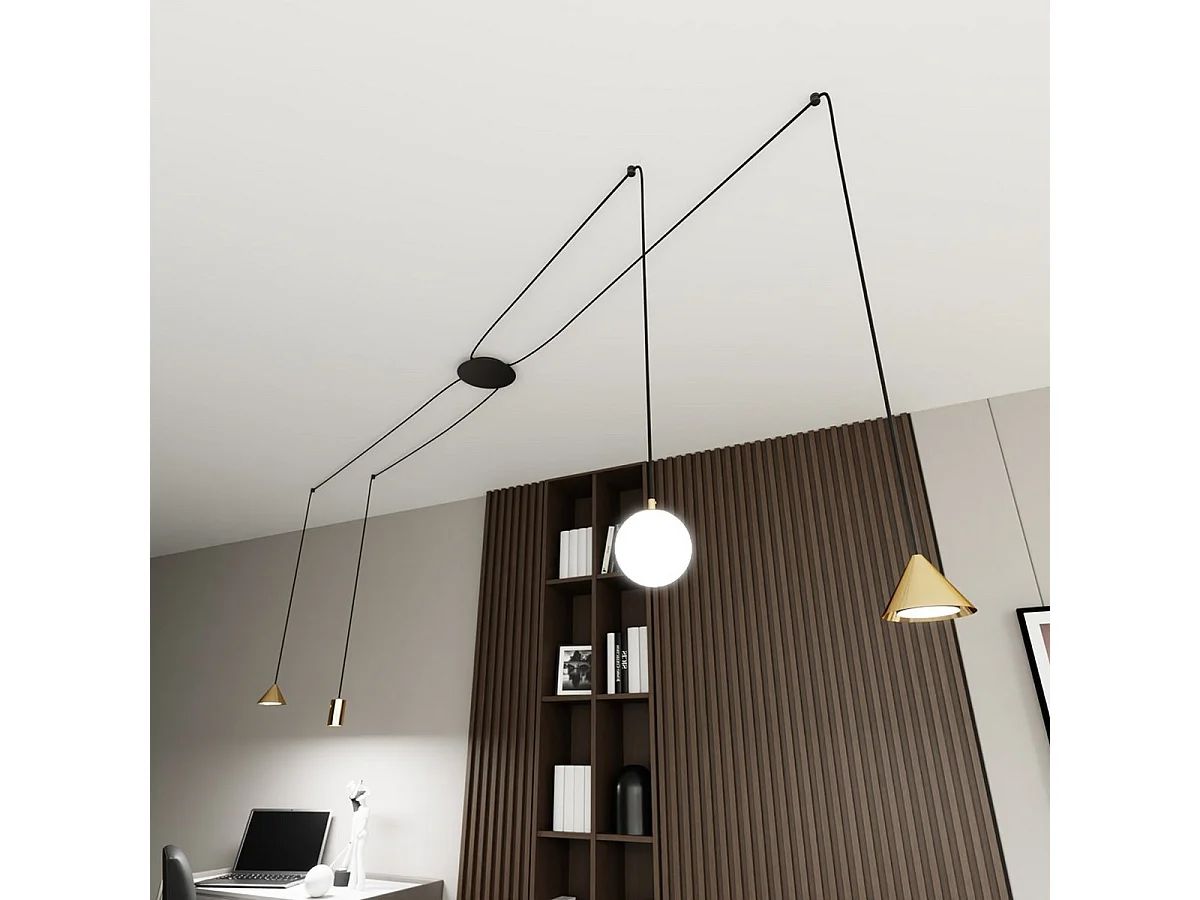 Lampada a Sospensione Fuji, Oro, 200x200x200 cm, Seven Design