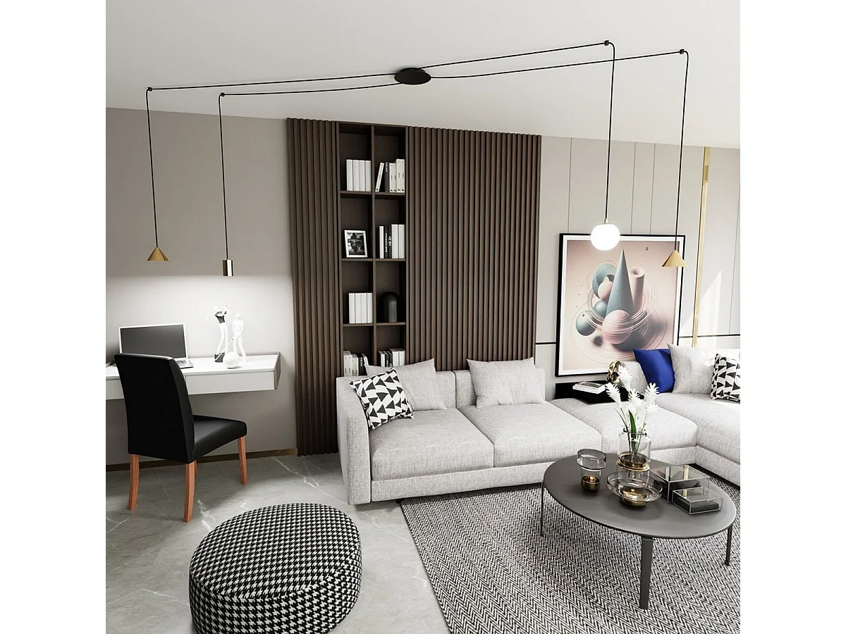 Lampada a Sospensione Fuji, Oro, 200x200x200 cm, Seven Design