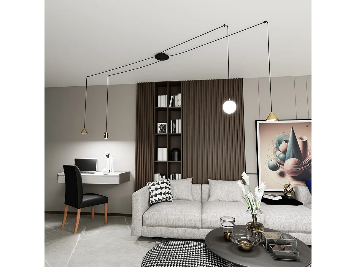 Lampada a Sospensione Fuji, Oro, 200x200x200 cm, Seven Design