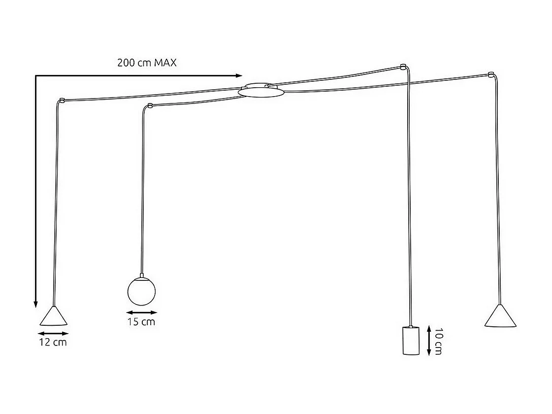 Lampada a Sospensione Fuji, Oro, 200x200x200 cm, Seven Design