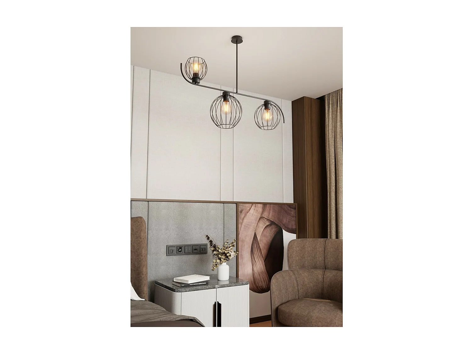 Suspension Echo, Noir, 90x24x70 cm, Seven Design