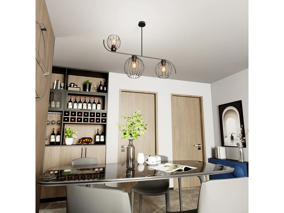 Suspension Echo, Noir, 90x24x70 cm, Seven Design