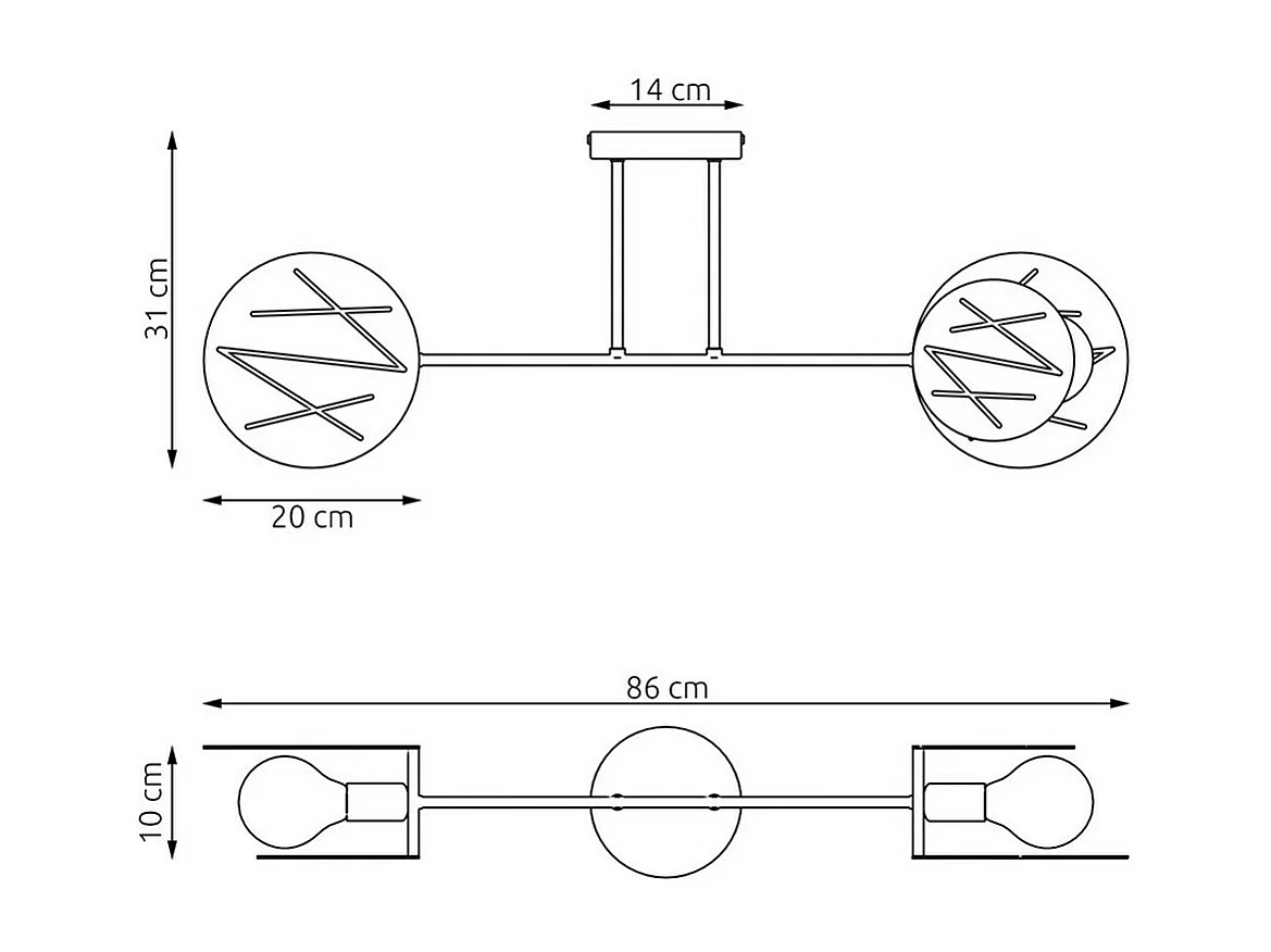 Suspension Frick, Noir, 89x14x120 cm, Seven Design