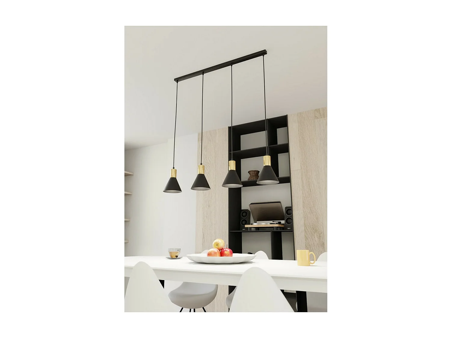 Lampada a Sospensione Rosa, Nero, 90x16x140 cm, Seven Design