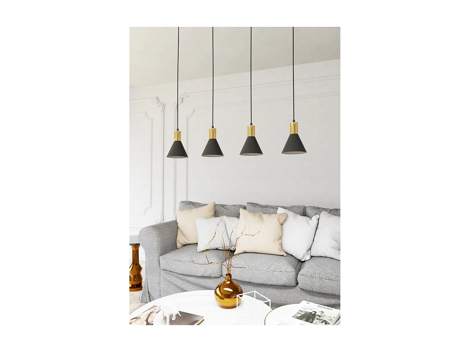 Lampada a Sospensione Rosa, Nero, 90x16x140 cm, Seven Design