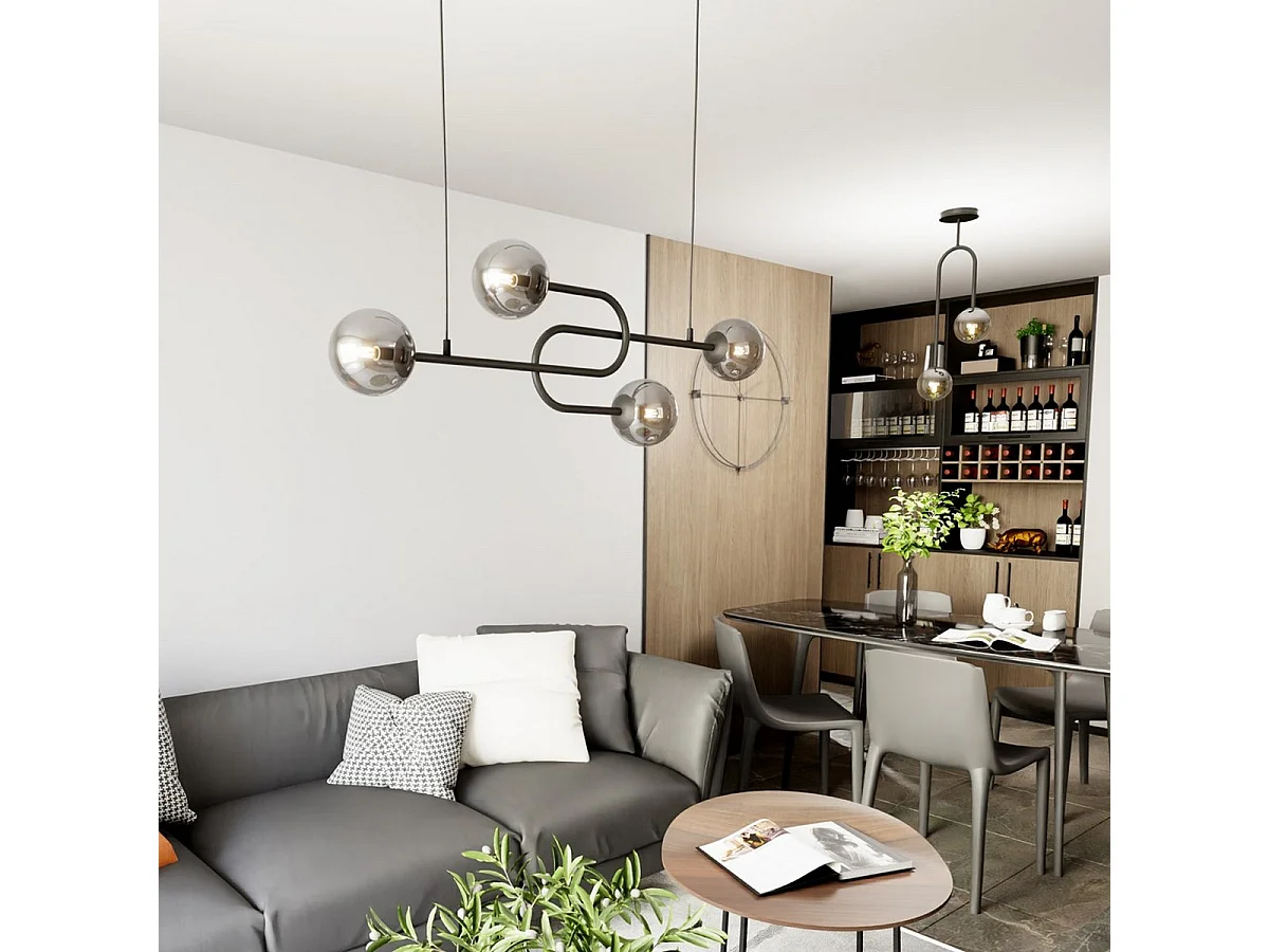 Lampada a Sospensione Atria, Nero, 105x15x120 cm, Seven Design