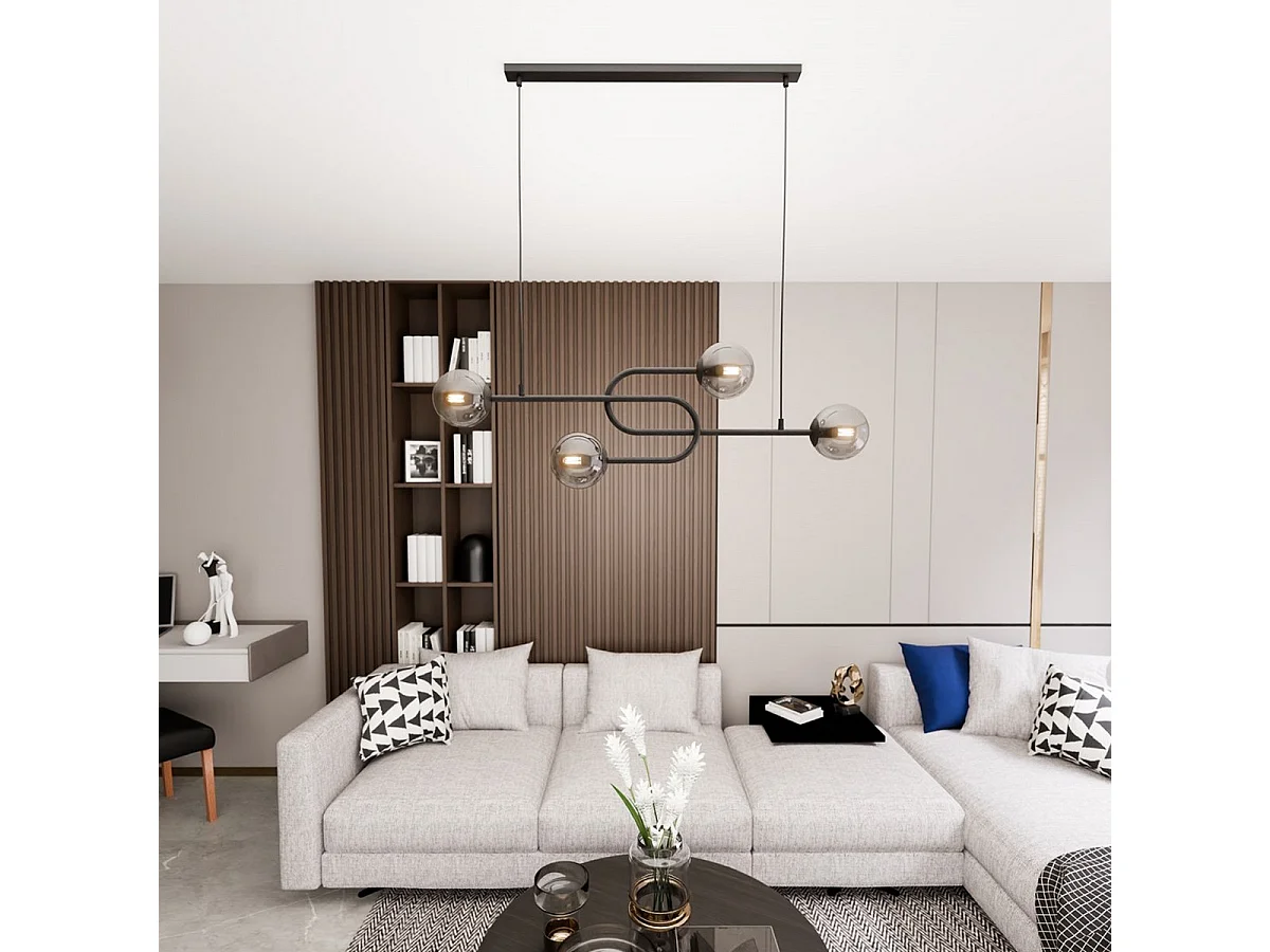 Lampada a Sospensione Atria, Nero, 105x15x120 cm, Seven Design