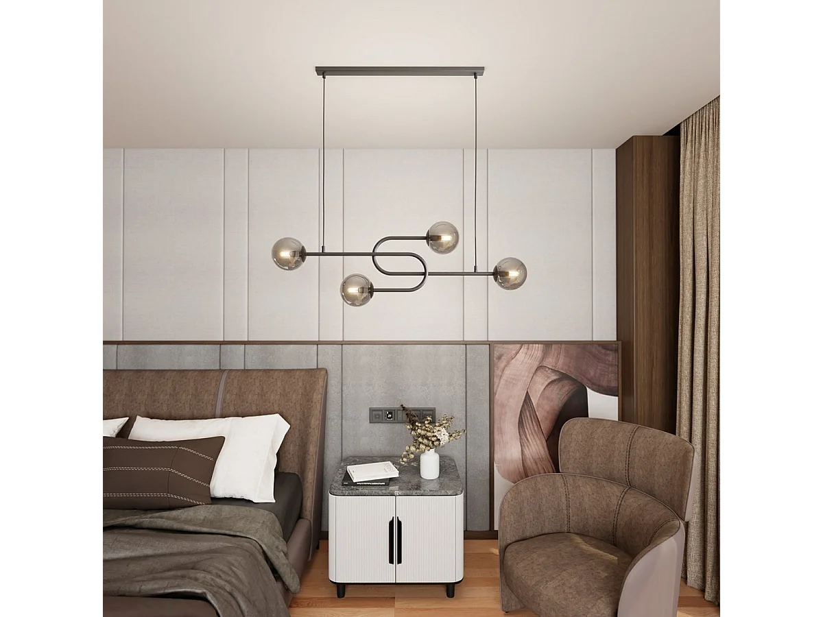 Lampada a Sospensione Atria, Nero, 105x15x120 cm, Seven Design