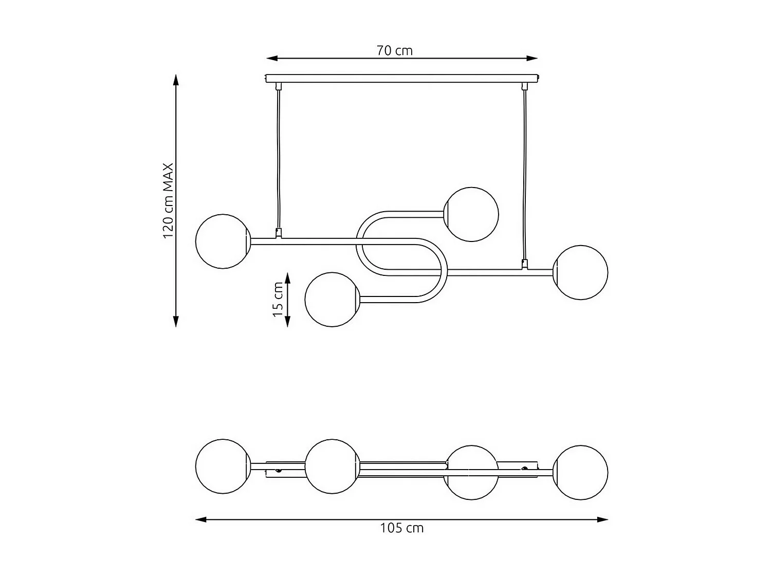 Lampada a Sospensione Atria, Nero, 105x15x120 cm, Seven Design