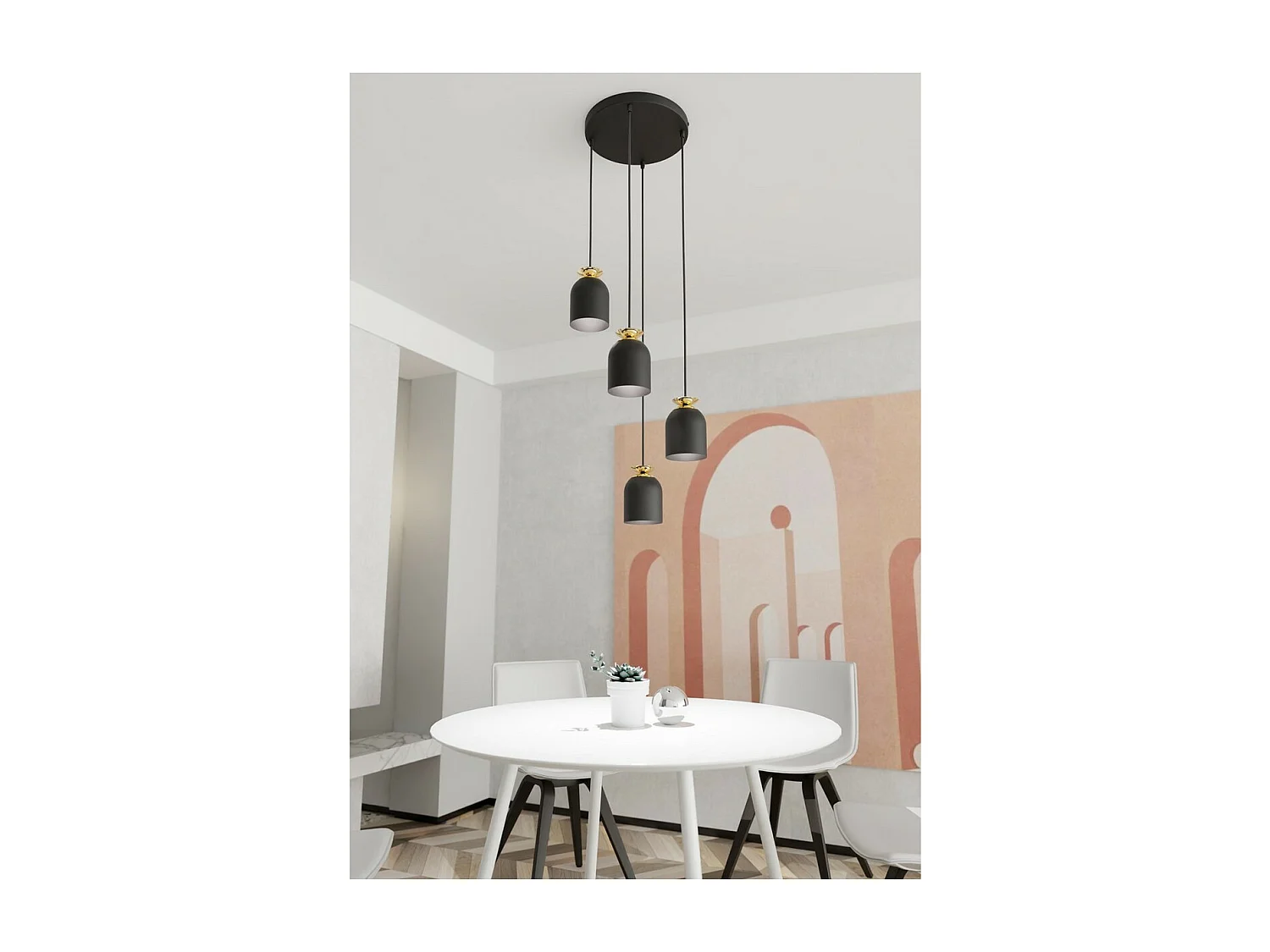 Candeeiro Suspenso Target 1, Preto, 30x30x140 cm, Seven Design