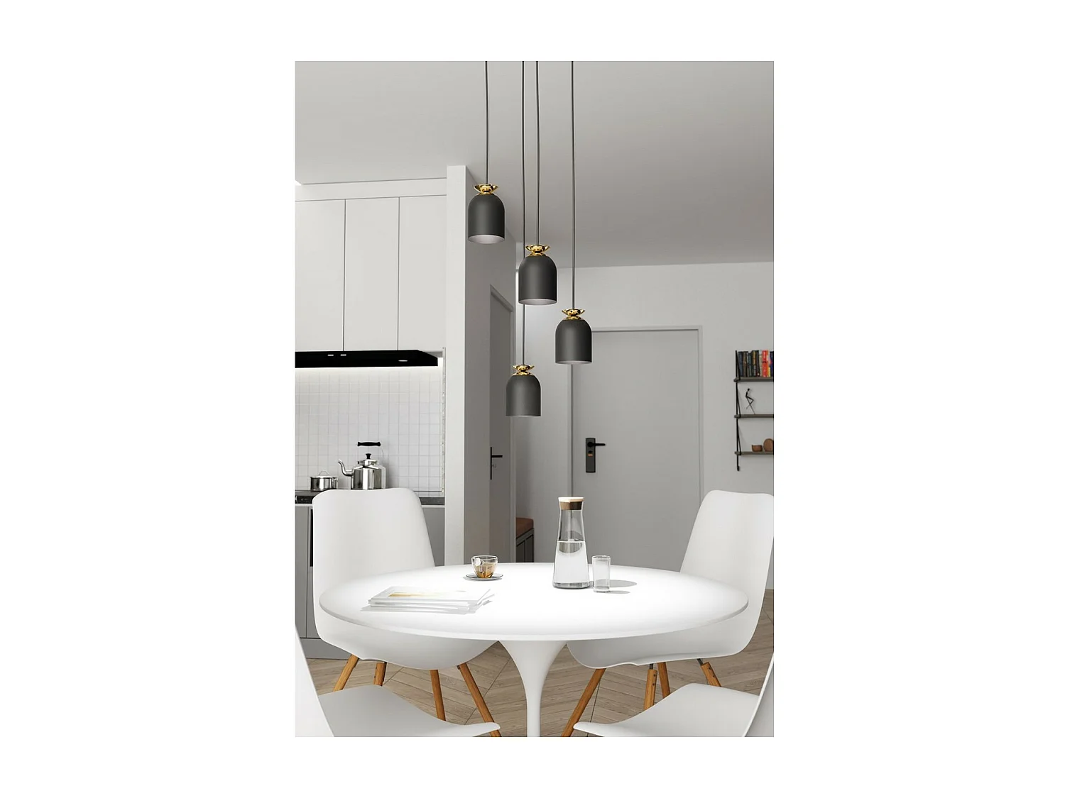 Candeeiro Suspenso Target 1, Preto, 30x30x140 cm, Seven Design