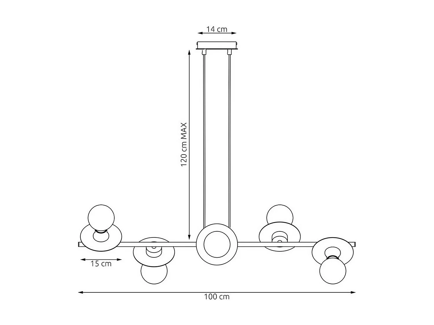 Suspension Token 2, Noir, 100x14x120 cm, Seven Design