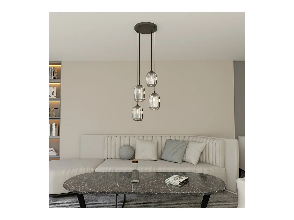 Lampada a Sospensione Verdi, Nero, 30x30x140 cm, EPIKASA
