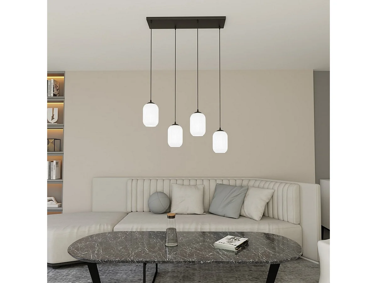 Lampada a Sospensione Verdi 9, Nero, 70x22x140 cm, Seven Design