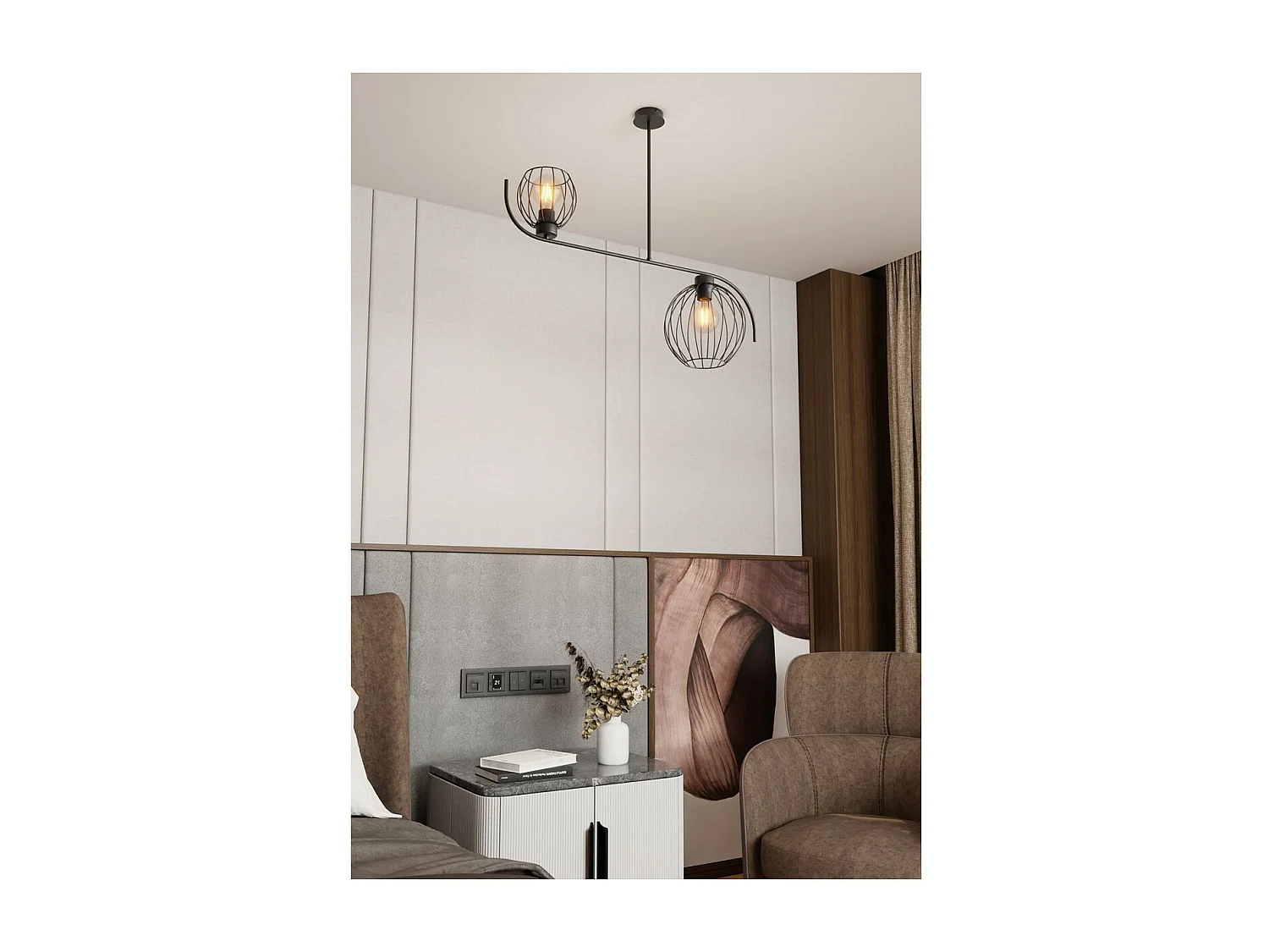 Suspension Echo, Noir, 80x24x70 cm, Seven Design