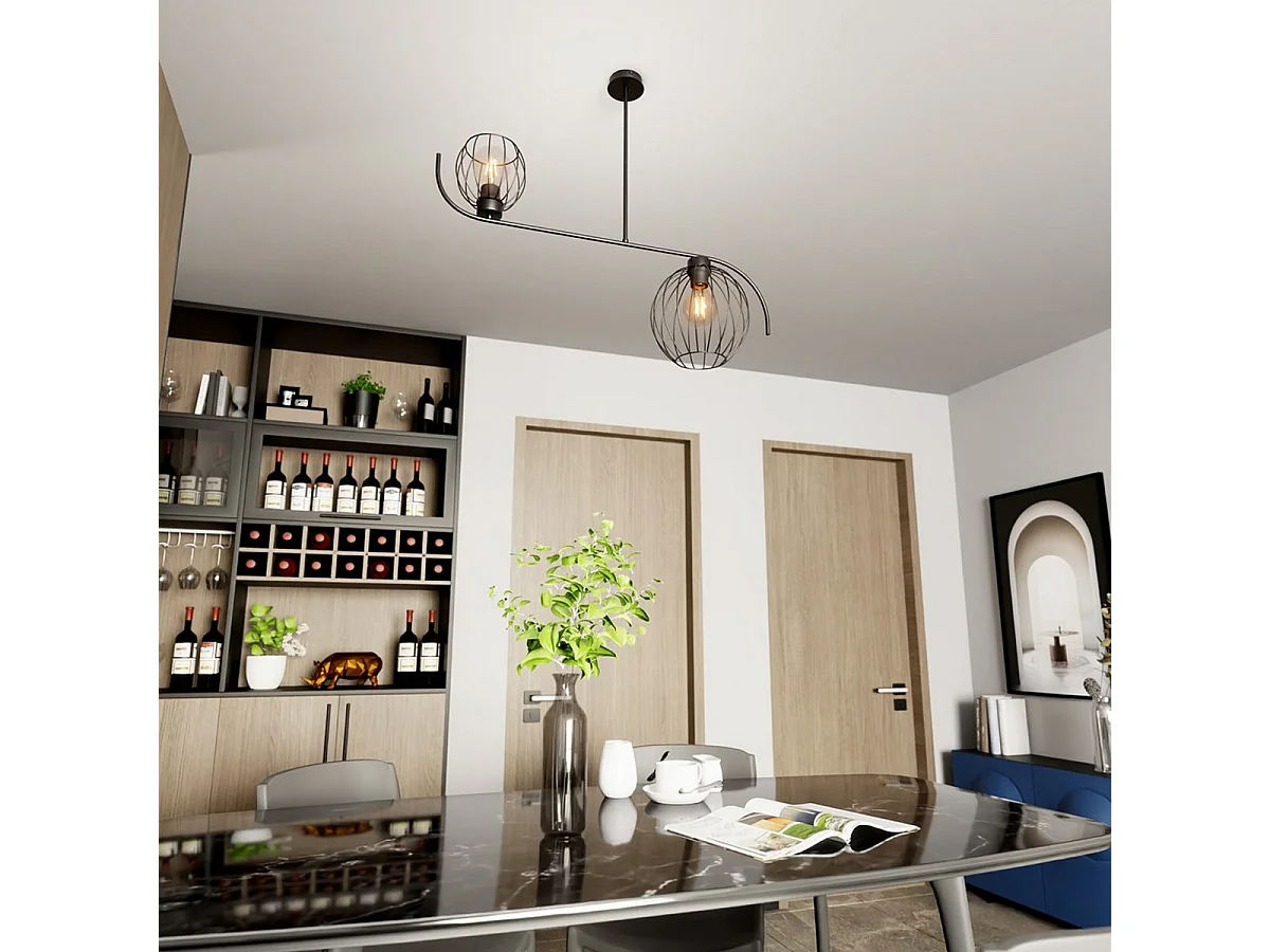 Suspension Echo, Noir, 80x24x70 cm, Seven Design