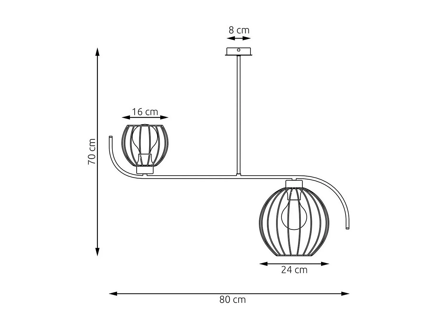 Suspension Echo, Noir, 80x24x70 cm, Seven Design