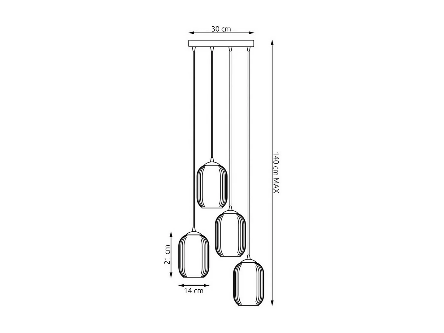 Suspension Verdi 10, Noir, 30x30x140 cm, Seven Design