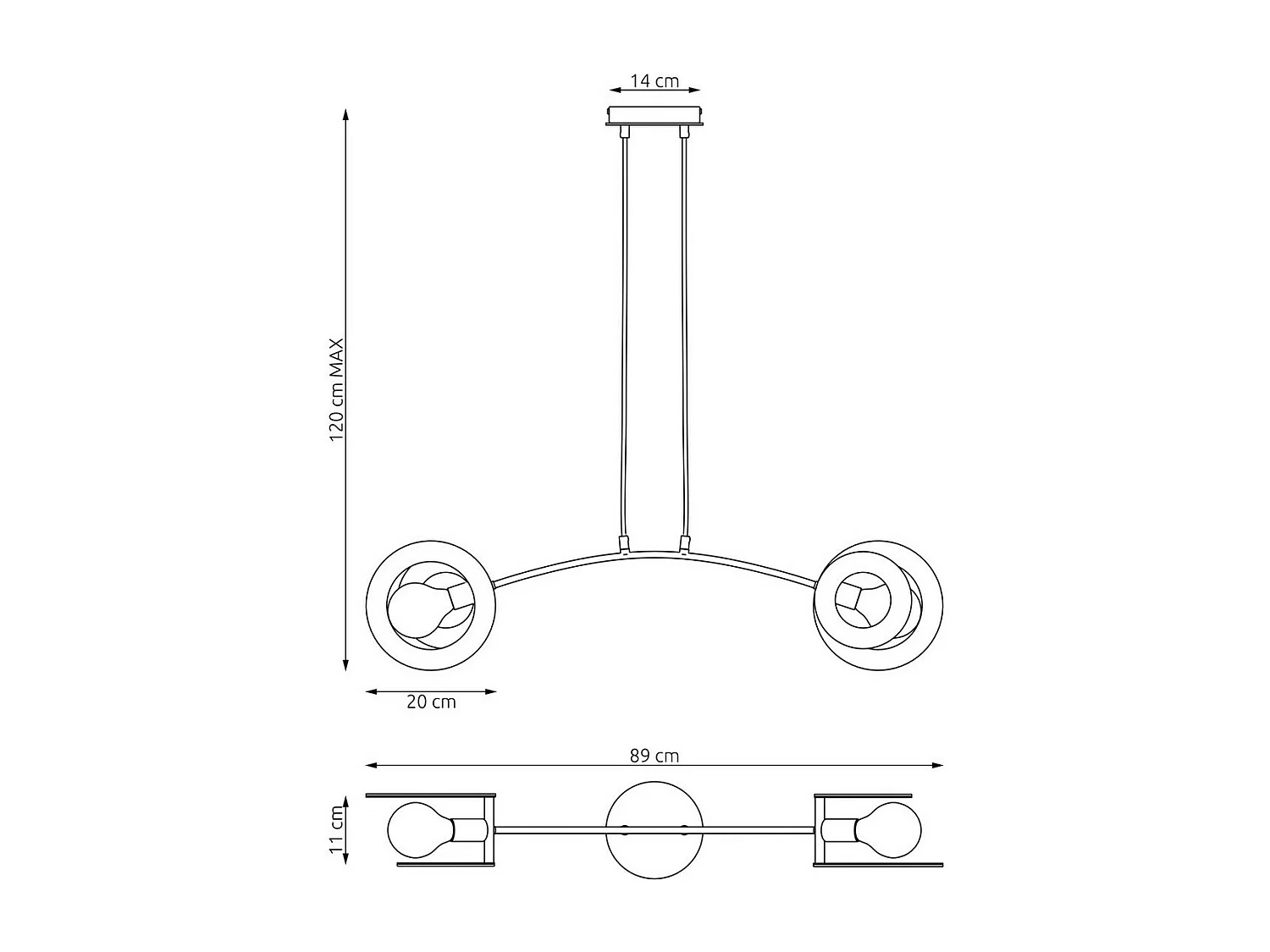Suspension Skiva, Blanc, 89x14x120 cm, Seven Design