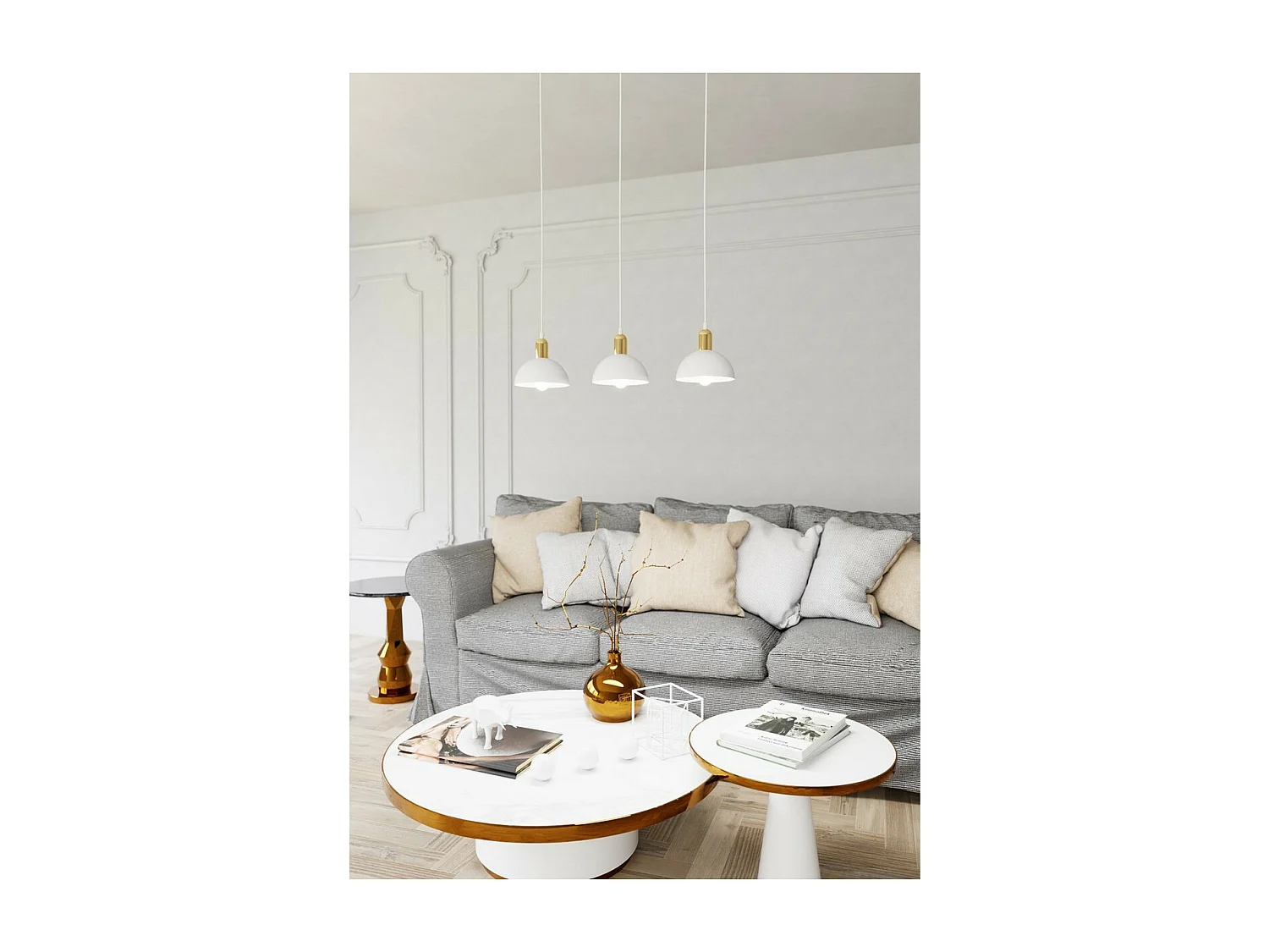 Candeeiro Suspenso Moto, Branco, 60x18x140 cm, Seven Design